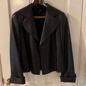 Akris black lamb skin leather jacket size 10